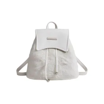 MINLUBAOLUO Plush Backpack Women's White