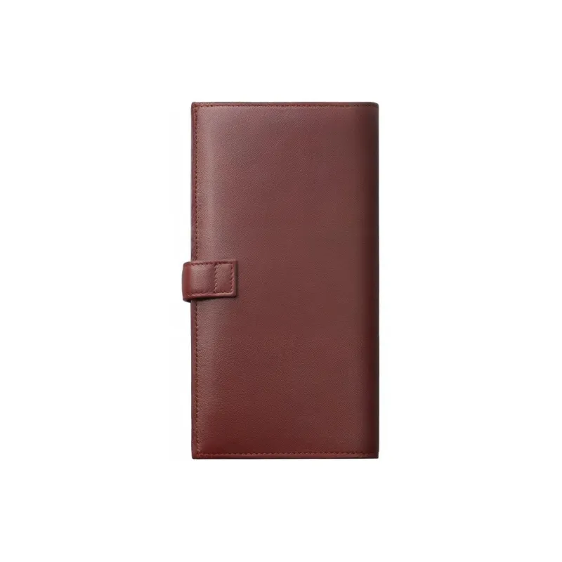 CARTIER Calfskin Leather Clip Card Clip Wallet Unisex Burgundy-1