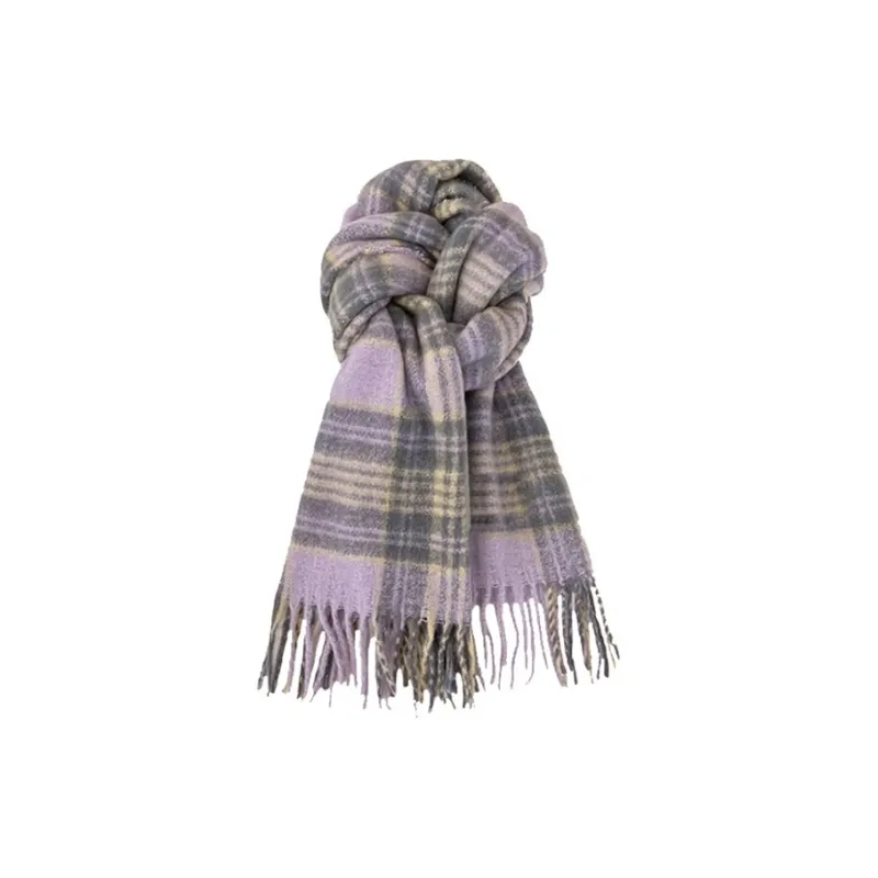 PISHUSHU Polyester Knit Scarves Unisex Blue Green Pink Purple-7