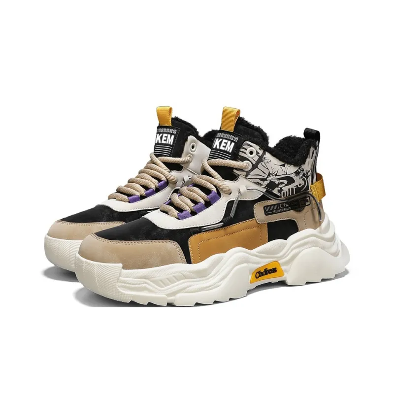 JKEM Cushioned Slip-Resistant Abrasion-Resistant High-Top Chunky Sneakers Men's-21