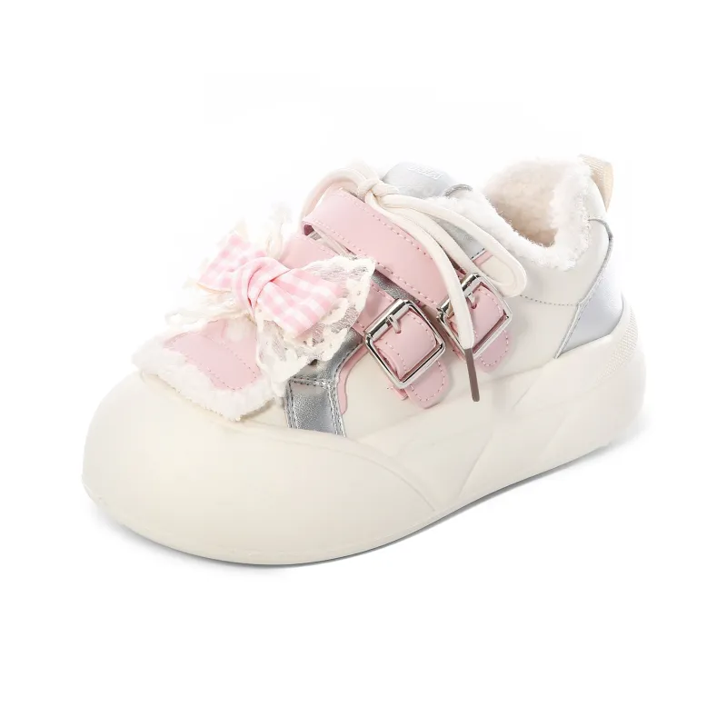 Lovely You Warm Lightweight And Wear Resistant Low Top Skateboard Shoes Women's Beige Silver Pink-7