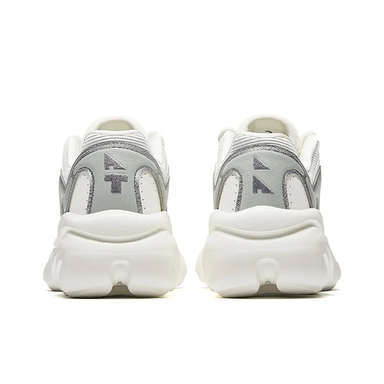 CHAOJIANTA Chunky Sneakers Women's Low Top Ivory White/Light Cyan Gray/Silver-2