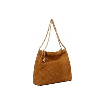 TORY BURCH Fleming Suede Tote Bag, Shopping Bag, Shoulder Bag, Handbag Tubas Women's Chicory Brown
