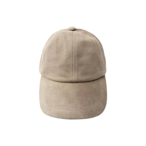 ZARA Leather Sheepskin Baseball Caps Women's Yellow/Chocolate