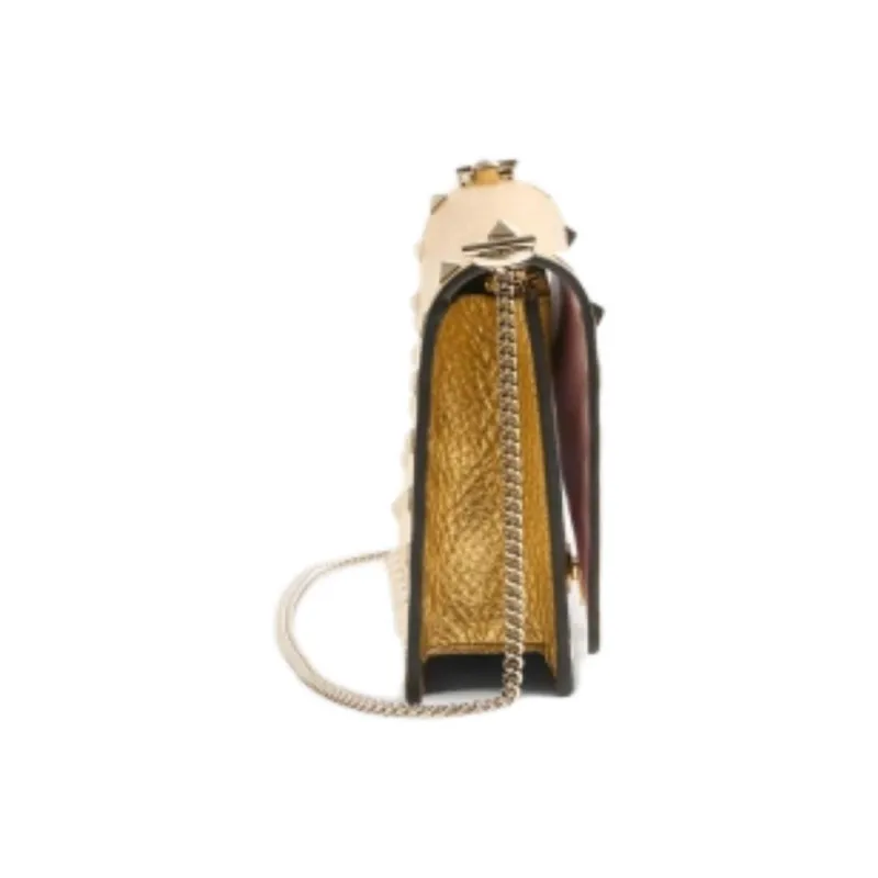 Valentino Grained Calfskin Crossbody Bag Shoulder Bag Women's Gold-2