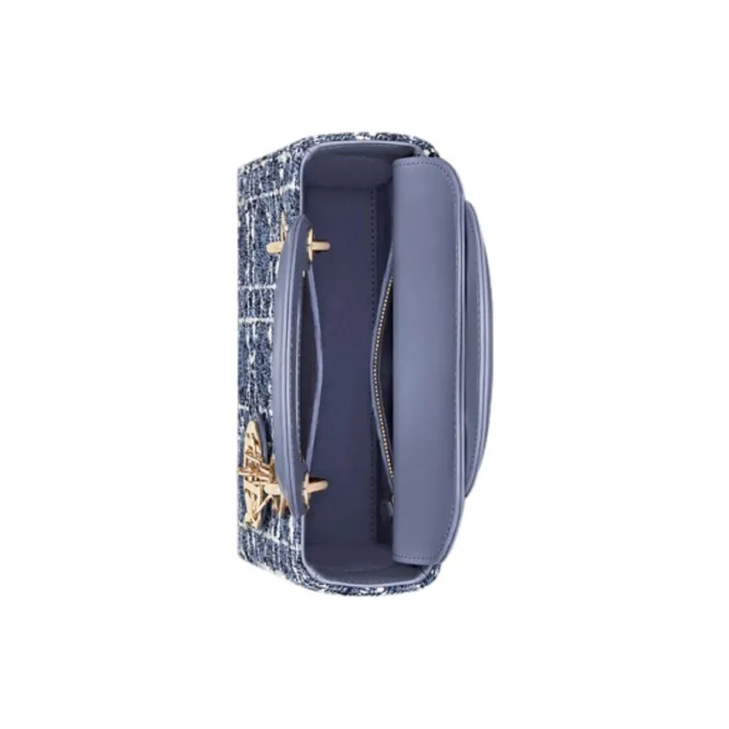 DIOR Lady Dior Rattan Plaid Shoulder Bag Crossbody Bag Handbag Small Size Women's Denim Blue-4