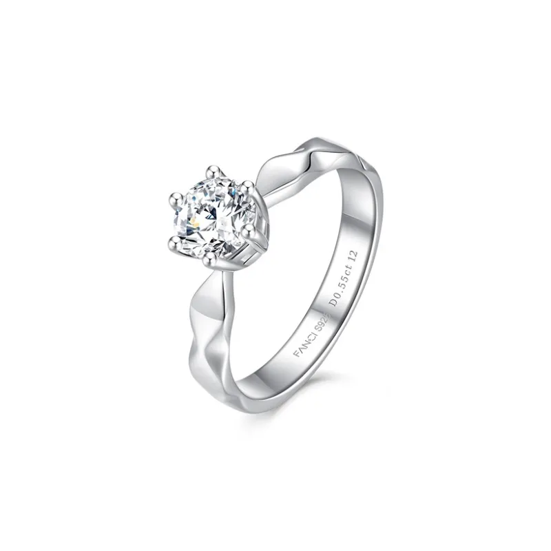 FANCI S925 Silver Inlay 0.1/0.3/0.5 Carat Lab Grown Diamond Rings Unisex-6
