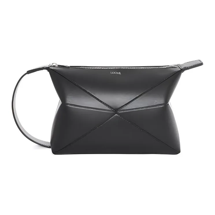 LOEWE Cow Leather Toiletry Bag Men's Black-6