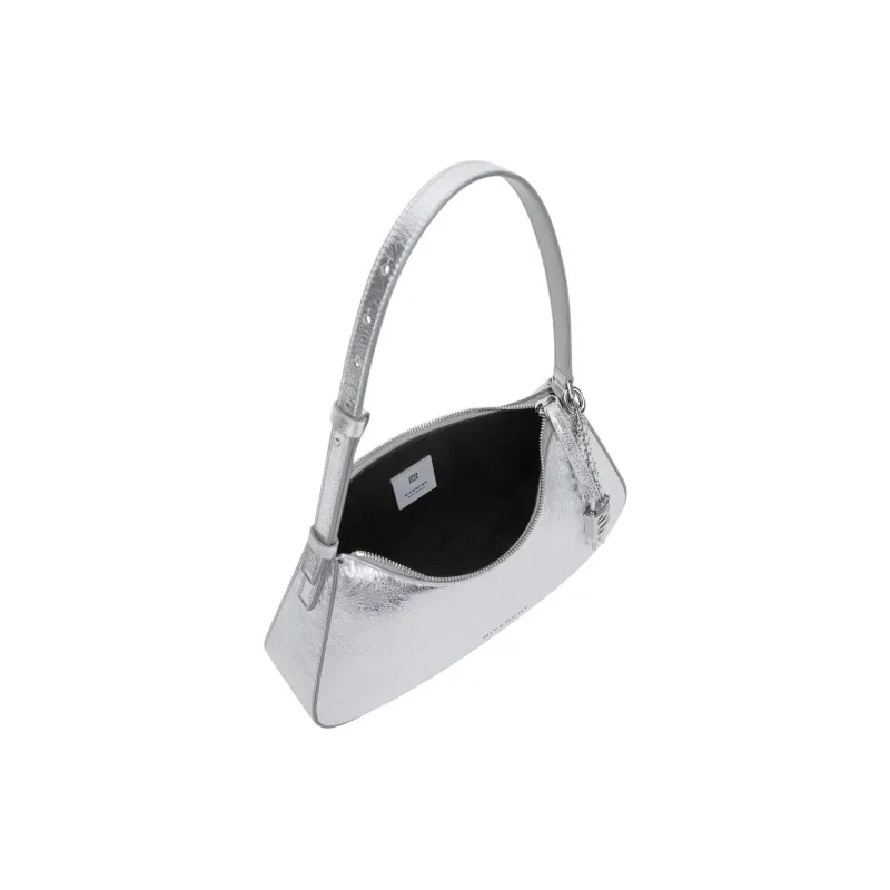 GIVENCHY Lucky Lock Calfskin Handbag, Shoulder Bag Small Size Women's Light Silver-3