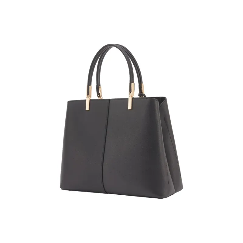 YEARCON Cow Leather Shoulder Bag Crossbody Bag Handbag Large Size Women's Black-3