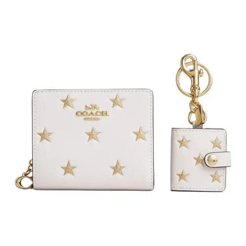 COACH Calfskin Wallet Combo Sets Mini Women's Gold & Chalk Multicolor