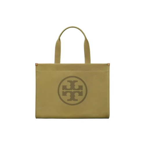 TORY BURCH Ella Cotton Canvas Canvas Bag Tote Bag Shopping Bag Shoulder Bag Handbag Women's Gray Green