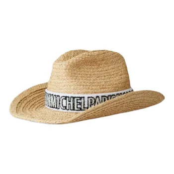 Maison Michel Henrietta Logo print Straw Hat