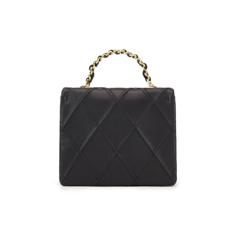 ELLE Portable Texture Chain Bag Commute Crossbody Bag, Shoulder Bag Tubas Women's Black/White-7