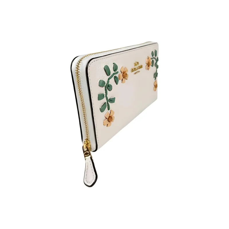 COACH Id Zip Wallet Leather Card Holder Trunk Bag Wallet Medium Size Women's Chalk White Print-1