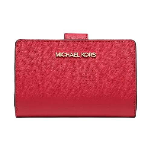 MICHAEL KORS Cross Grain Leather Wallet Medium Size Women's Red