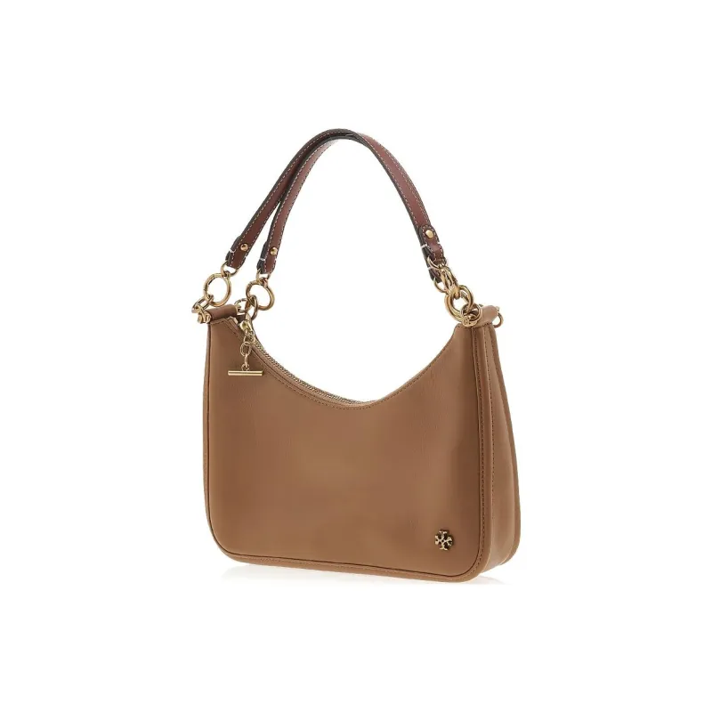 TORY BURCH 151 MERCER Leather Nappa Leather Crescent Medium Size Women's Lifting Tiramisu Beige/Brown-1