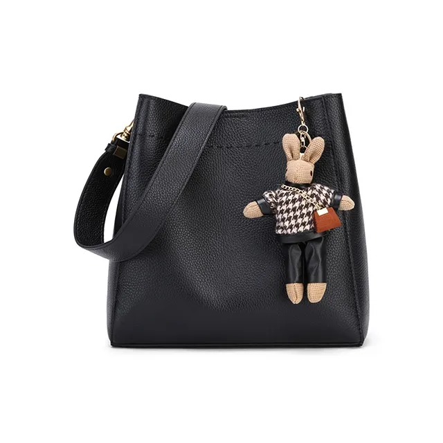 Carnival Keep Top Grain Cow Leather Bucket Bag Shoulder Bag Handheld Bag Regular Women's Camel/Black-6
