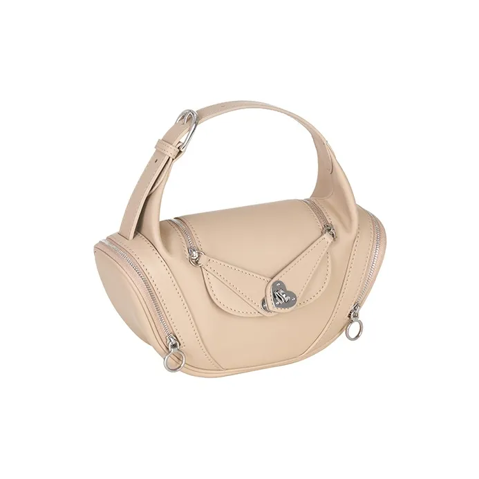 HXXXXS Top Grain Cow Leather Handbag Women's Black/Cookie/Floral Pink-10