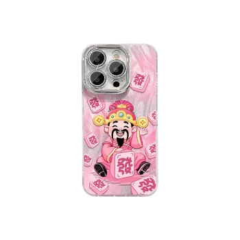 BYZ Silicone Material Pink Mahjong Fortune God Phone Case Compatible With Huawei Pura70 Pro