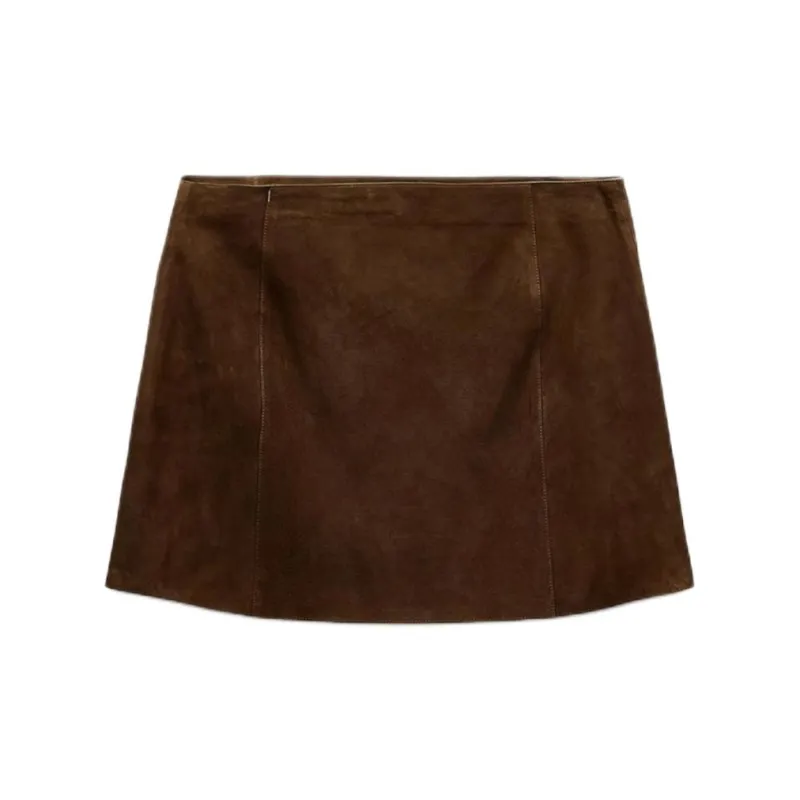 ZARA ZW Series Leather Short Skirts Women's Brown-1