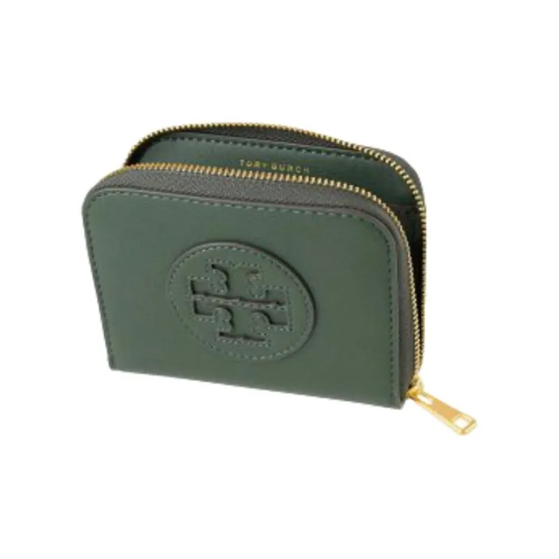 TORY BURCH Ella Leather Wallet Trumpets Women's Dark Ink Green-2
