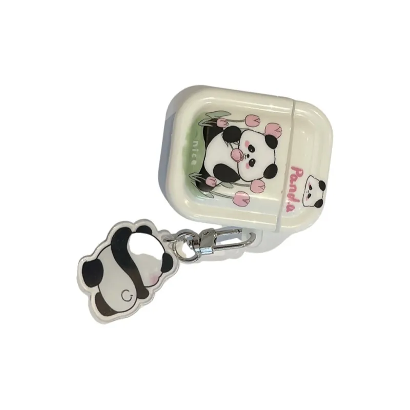 Baohuguang Compatible With AirPods 2/pro/1 TPU Cute Pink Tulip Panda Fully Enclosed Headphone Cases-2