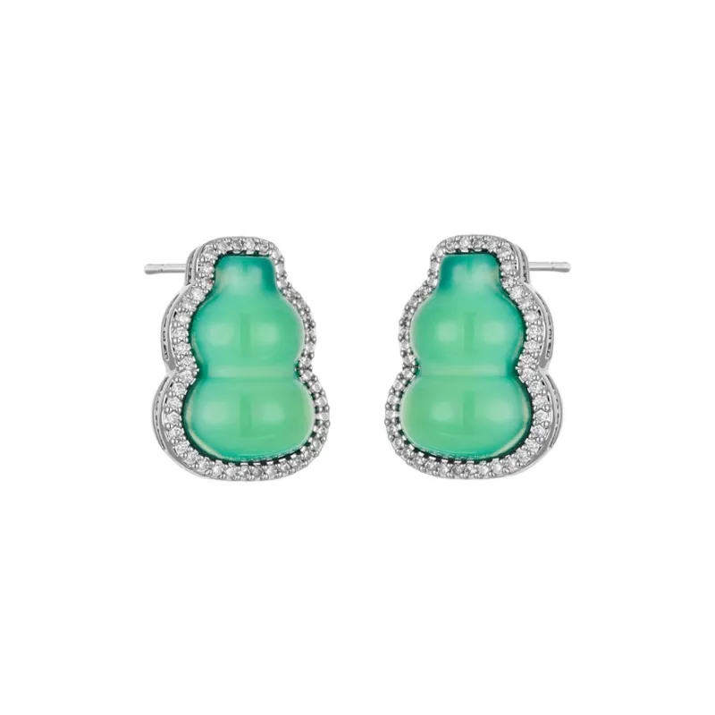 Suddenly Lucky Chalcedony Stud Earrings Women's-0