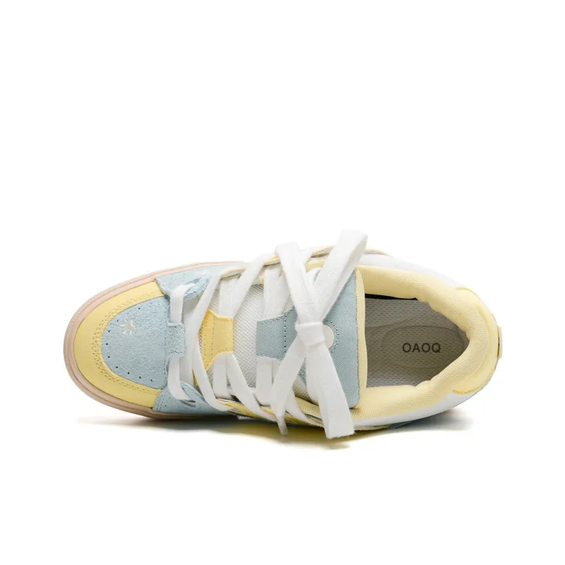 OAOQ Low-Top Skateboard Shoes Unisex White Yellow Blue-73