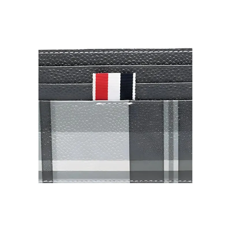 THOM BROWNE Logo Tag Check Pattern Cardholder-3