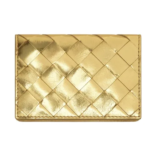 Bottega Veneta Intrecciato Calfskin Card Holder Women's Gold