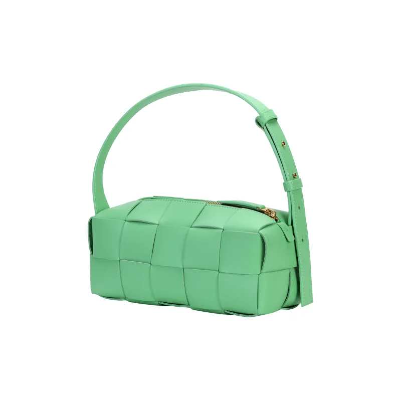 Bottega Veneta Brick Casstte Sheepskin Handbag Shoulder Bag Small Size Women's Siren Green-3