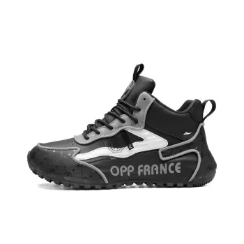 Kuding Casual Shoes Unisex High Top Black Gray/White Dark Blue