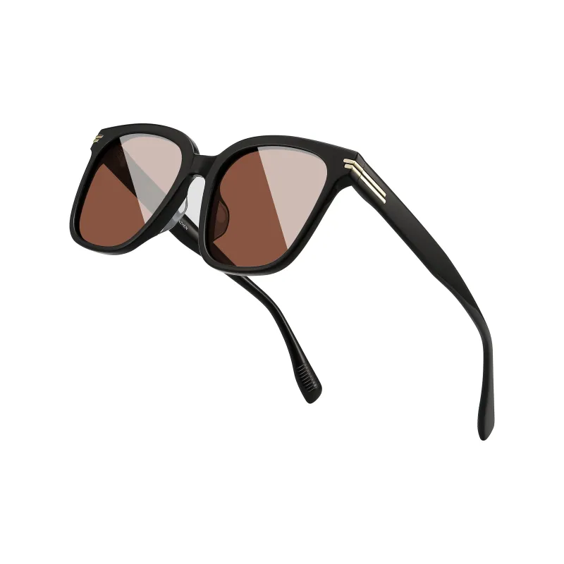 PULAIS Plate Frame Square Sunglasses Men's Black-16