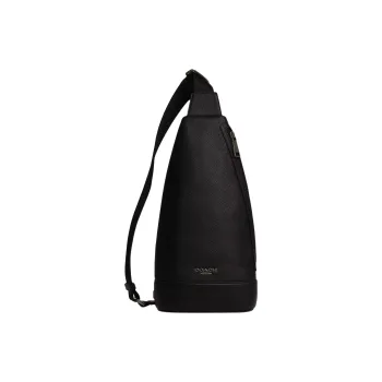 COACH Dominic Refined Pebbled Leather Sling Bag Trumpets Unisex Black