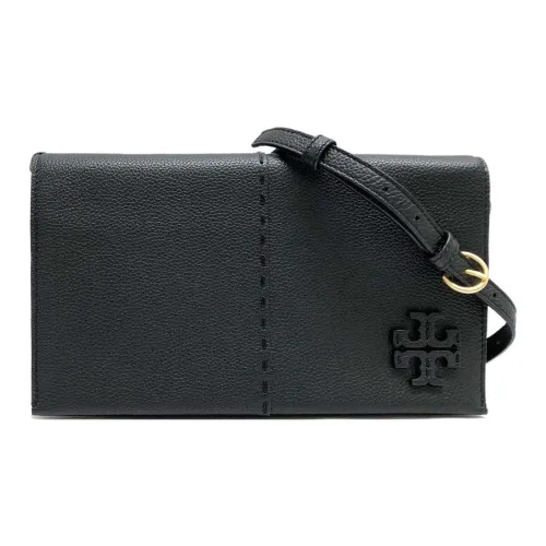 TORY BURCH McGraw Pebbled Leather Small Square Bag Shoulder Bag Crossbody Bag Women's Black