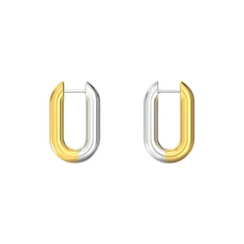 Mistova JEWELRY S925 Silver plated Gold Chain Hoop Earrings With C Lock Colorful Mix Women's