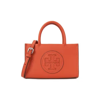 TORY BURCH Ella Synthetic Leather Tote Bag, Shopping Bag, Shoulder Bag, Crossbody Bag, Handbag Mini Women's Flame Red