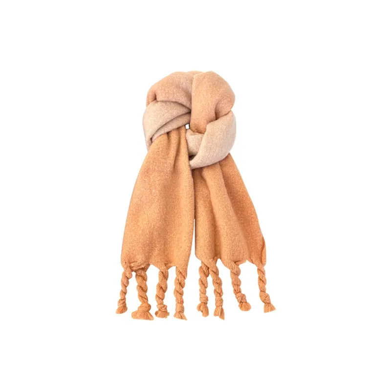 PISHUSHU Polyester Knit Scarves Unisex Red Pink Coffee Gray Green Blue-6