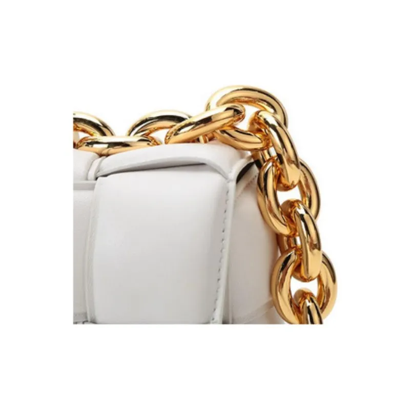 Bottega Veneta Chain Cassette Padded Intreccio Shoulder Bag Chalk-4