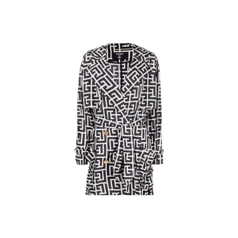 BALMAIN Trench Coat Women's Black-4