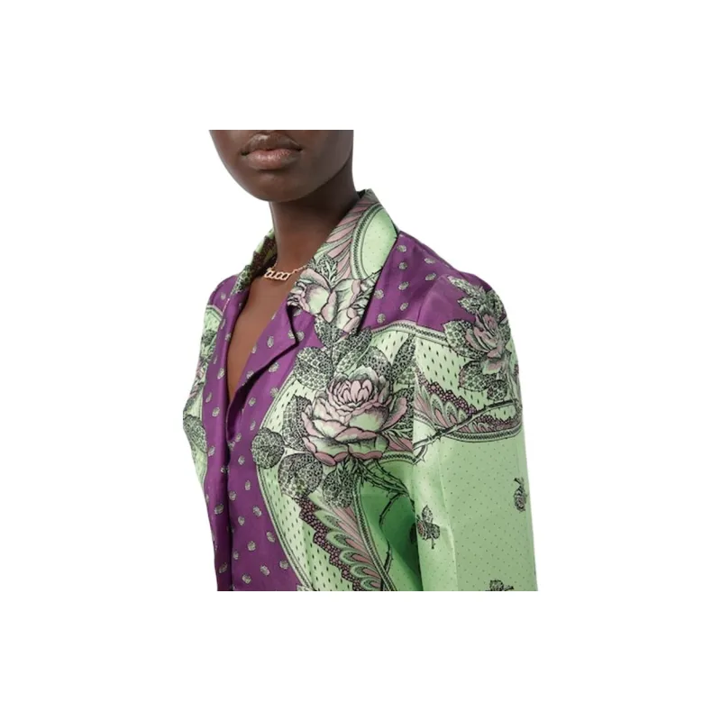 GUCCI Paisley Print Silk Shirt Shirt Women's Multicolor-1