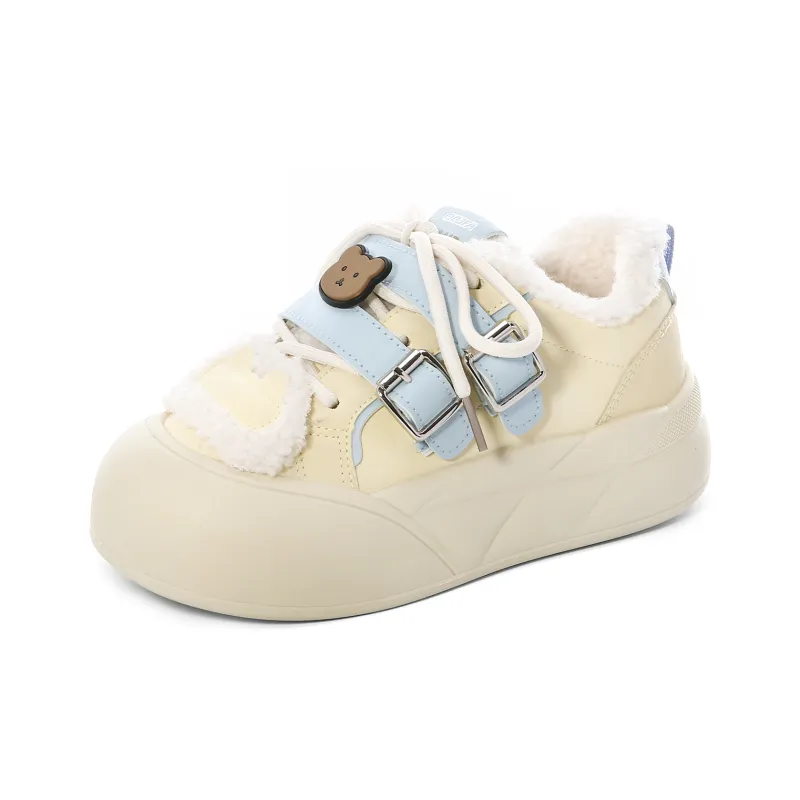 Lovely You Thermal Lightweight Slip Resistant Low Top Skateboard Shoes Women's Yellow Blue-19