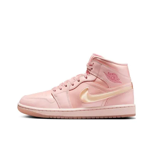 Jordan Air Jordan 1 Anti Slip Wear Resistant Mid Top Vintage Basketball Shoes Women's Pink