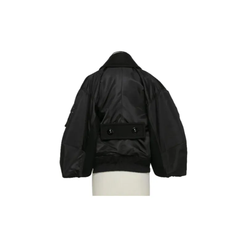 Sacai Wool Melton Nylon Twill Jacket 'Black'-1