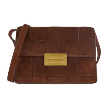 Loeffler Randall Cow Leather Crossbody Bag Shoulder Bag Medium Size Women's Dark Khaki