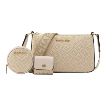 MICHAEL KORS Jet Set Travel Jacquard Crossbody Bag, Shoulder Bag Small Size Women's Light Cream
