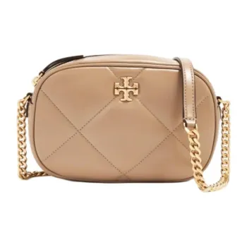 TORY BURCH Kira Nappa Leather Camera Bag, Shoulder Bag, Crossbody Bag Trumpets Women's Beige