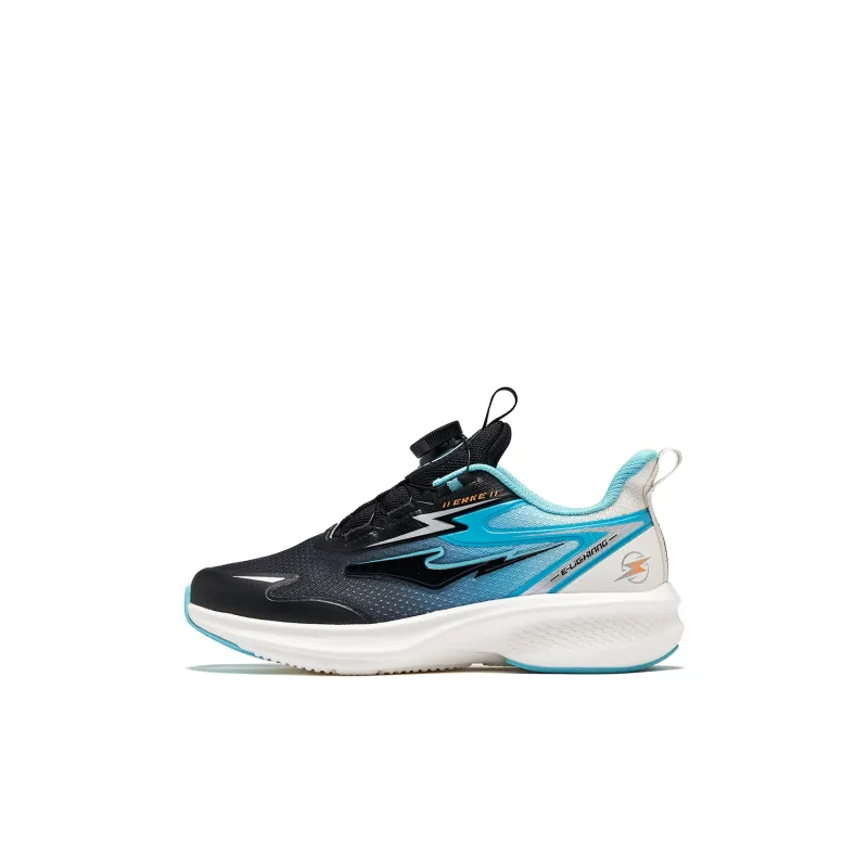 ERKE KIDS Slip-Resistant Cushioning Wear-Resistant Balance Low-Top Kids' Running Shoes Jet Black/Diving Blue Teenagers-0