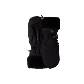 PRADA Sheepskin Knit Gloves Women's Black
